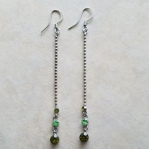 Green stone dangle earrings